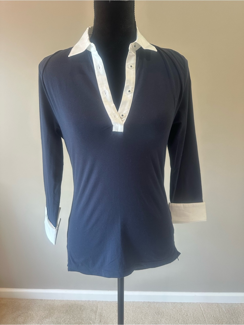 Brooks Brothers Navy Button-Down Polo with White Trim